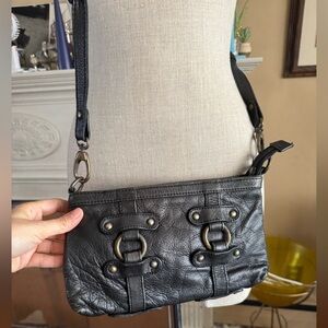 Pieces Crossbody black Leather Bag